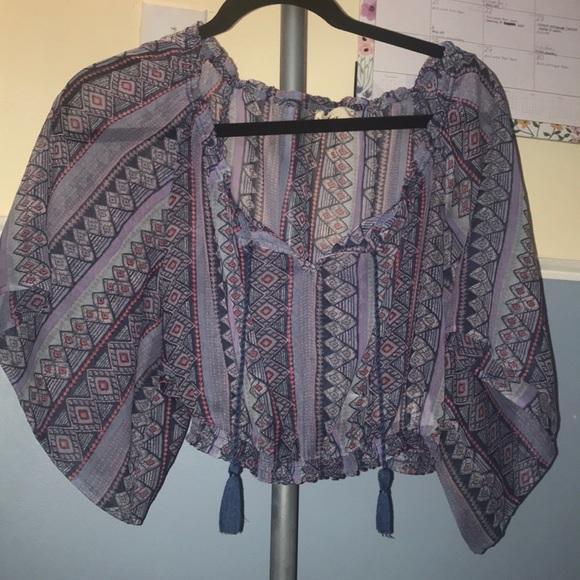 cinched see through flowy crop top - Picture 1 of 3